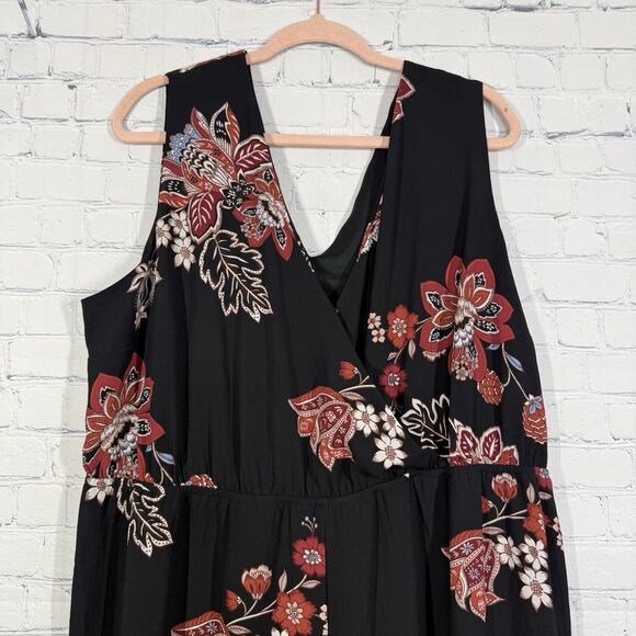 Maurices Jumpsuit Women Plus Size 2X Floral Cottage Flowy Silky Resort Vacation - Picture 13 of 16